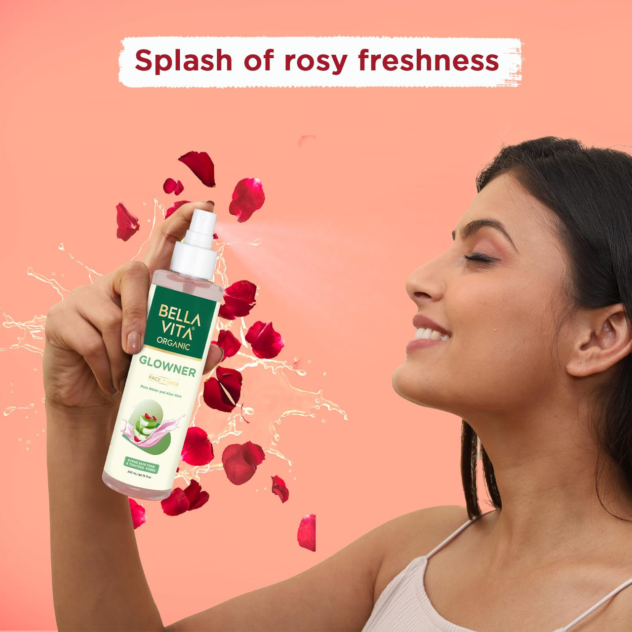 Bella Vita Organic Glowner Face Toner Face Mist, Alcohol free, Rose Water 100ml & Bella Vita Organic Vitamin C - 100 ml