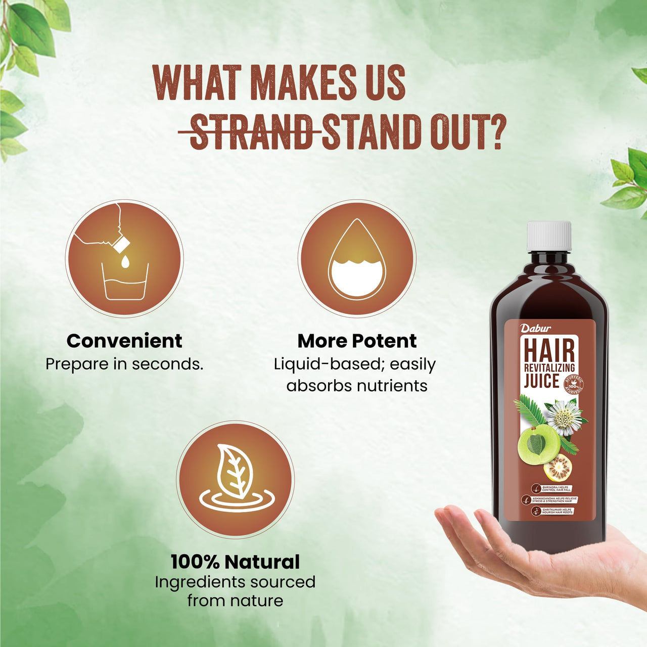 Dabur Hair Revitalizing Juice - 1L | Hair Care Juice for Hair Growth & Hair Fall Control | Enriched with 5+ Powerful Ingredients | No Artificial Colors, Flavours & Sugars