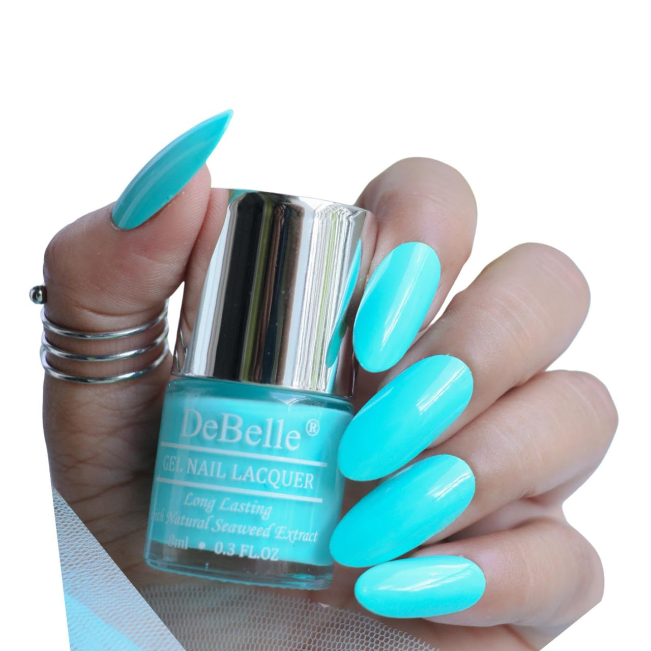 DeBelle Gel Nail Polish Peppermint Pudding (Mint Green Nail Paint)|Non UV - Gel Finish |Chip Resistant | Seaweed Enriched Formula| Long Lasting|Cruelty and Toxic Free| 8ml