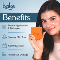 BAKE 2% Kojic Acid Scrub Treatment Soap (1 Pcs) with Alpha Arbutin, Lactic Acid & Niacinamide | For Pigmentation, Dark Spots, Tan Removal, Brightens Underarms | Soap for Women & Men | 100g x 1