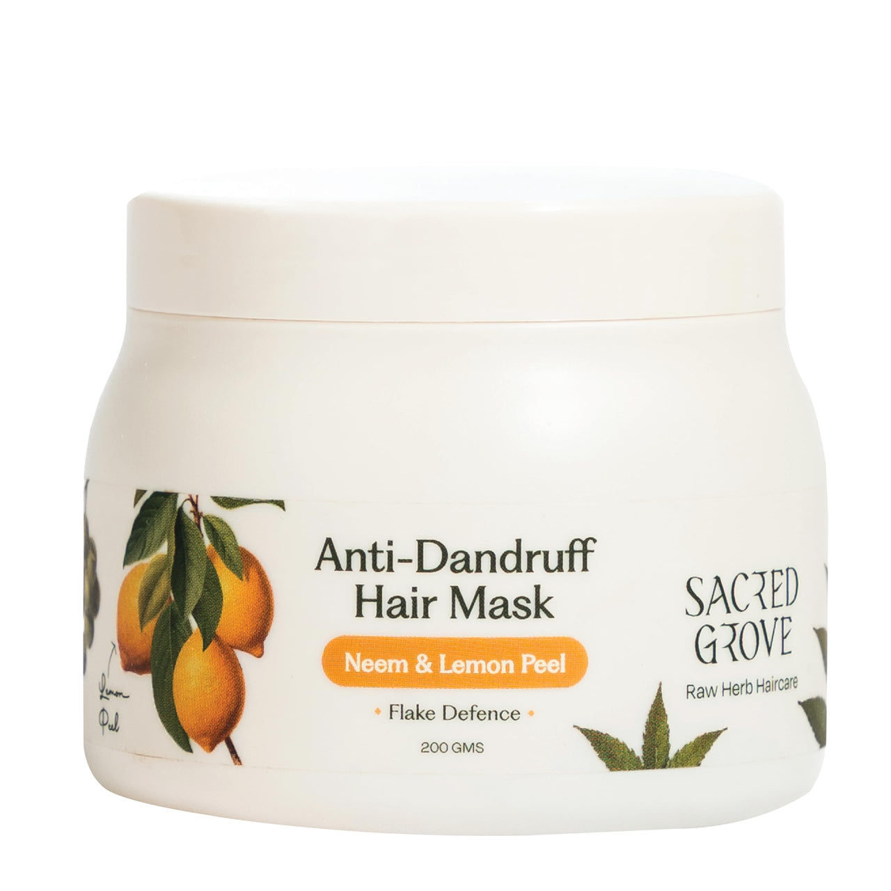 Sacred Grove Anti Dandruff Hair Mask with Neem & Lemon Peel | Pre-Shampoo Scalp Treatment for Itchy, Flaky Scalp | Deep Conditioner Hair Mask for Dry, Damaged Hair | For Women & Men | 200ml