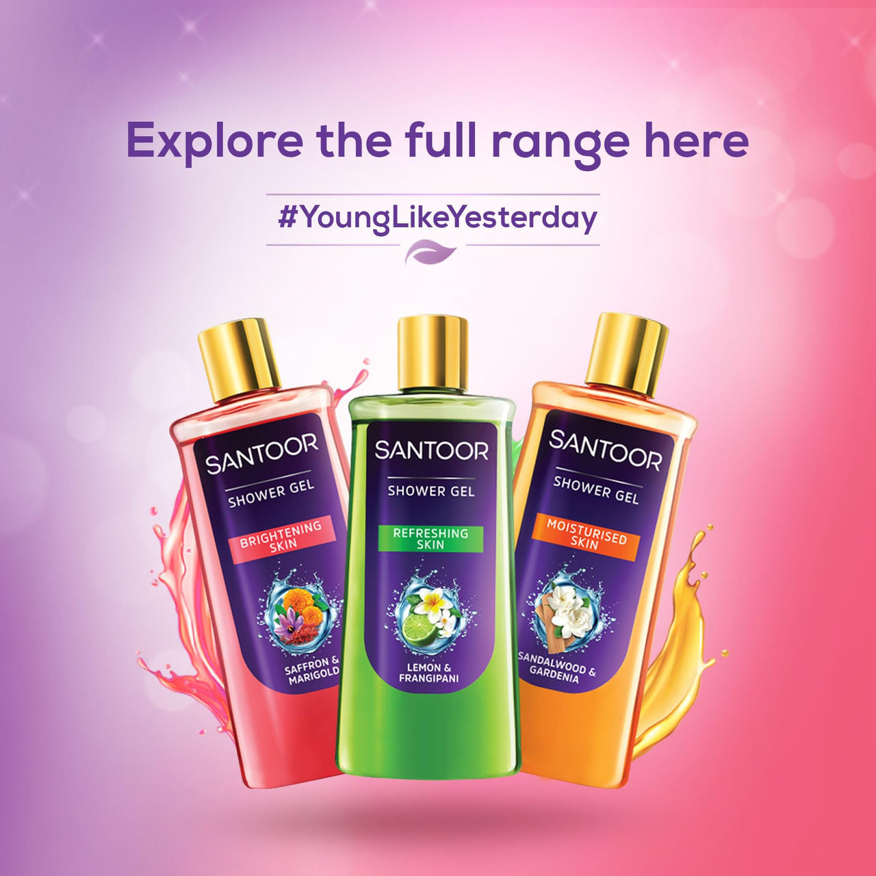 Santoor Brightening Shower Gel With Natural Saffron & Marigold Extracts| For Men & Women| For Glowing Skin| Suitable For All Skin Types| No Parabens| No Silicones| 250ml