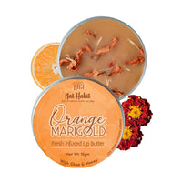 Nat Habit Orange Marigold Lip Balm Fresh Infused Lip Butter With Desi Ghee & Raw Honey For Lip Pigmentation, Lightening, Lip Repair, Dark And Chapped Lips (10gm)