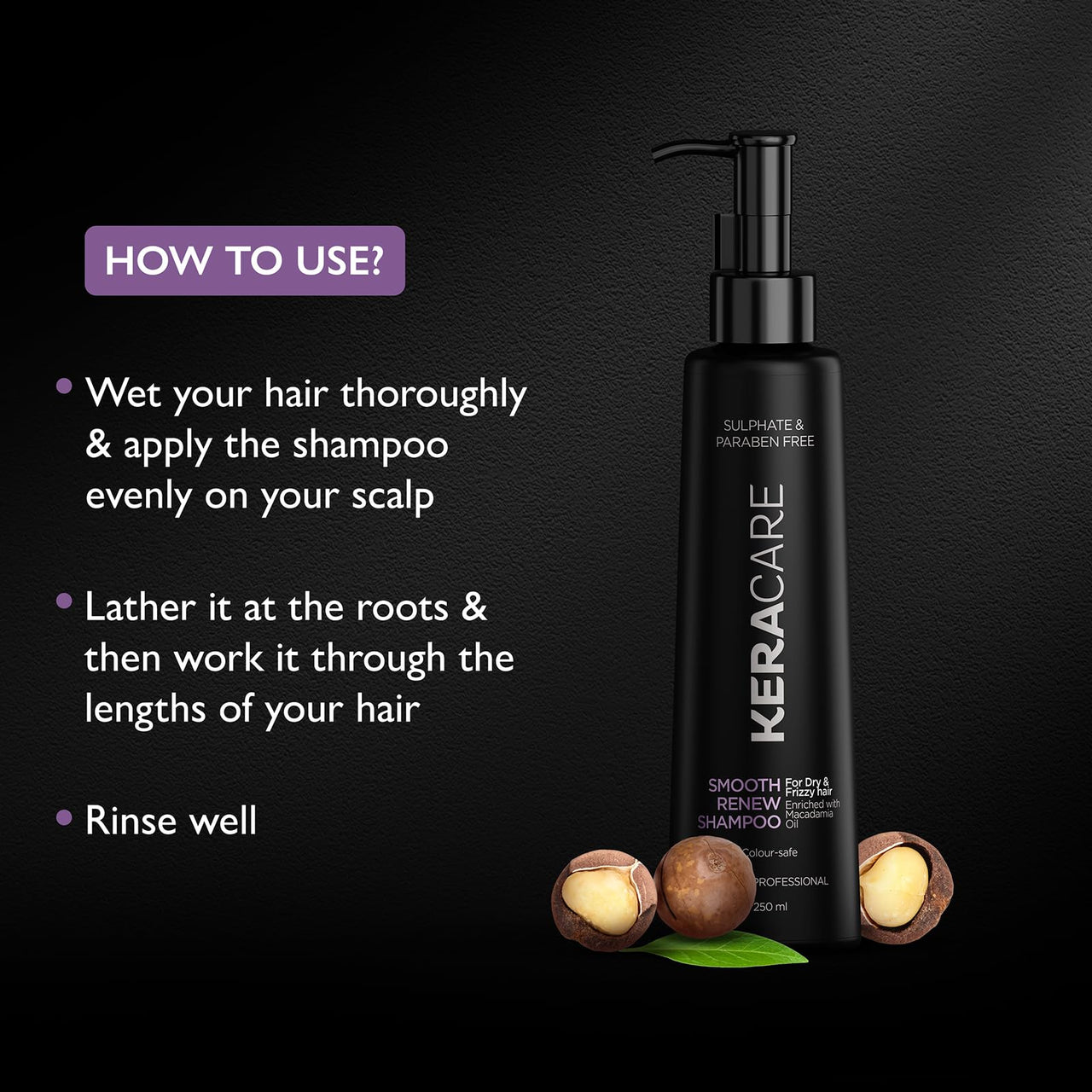 Godrej Professional Keracare Smooth Renew Shampoo | For Unruly Hair | Enriched with Macadamia Oil | 250ml