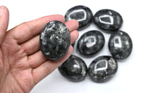 Larvikite Palm Stone - Hot Massage Worry Stone for Natural Body Chakra Balancing, Reiki Healing and Crystal Grid Larvikite