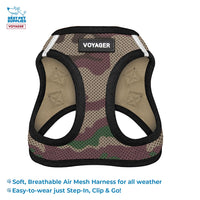 Voyager Step-in Air All Weather Mesh Harness and Reflective Dog 5 ft Leash Combo with Neoprene Handle, for Small, Medium and Large Breed Puppies by Best Pet Supplies - Army Base, L Harness Leash Bundle (Army/Black Trim) L (Chest: 18 - 20.5