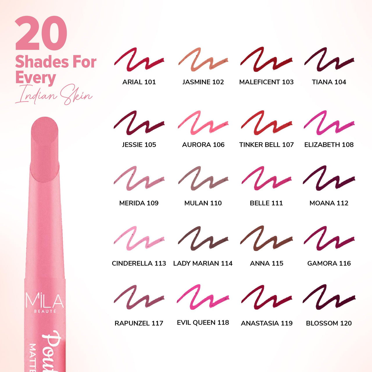 Mila Beauté Pout It Out Matte Lip Crayon | Highly Pigmented & Enriched With Jojoba Oil | Soft Matte Finish | Creamy & Light Weight Texture | Smooth Glide Application | Shade - (Mulan 1.25g)