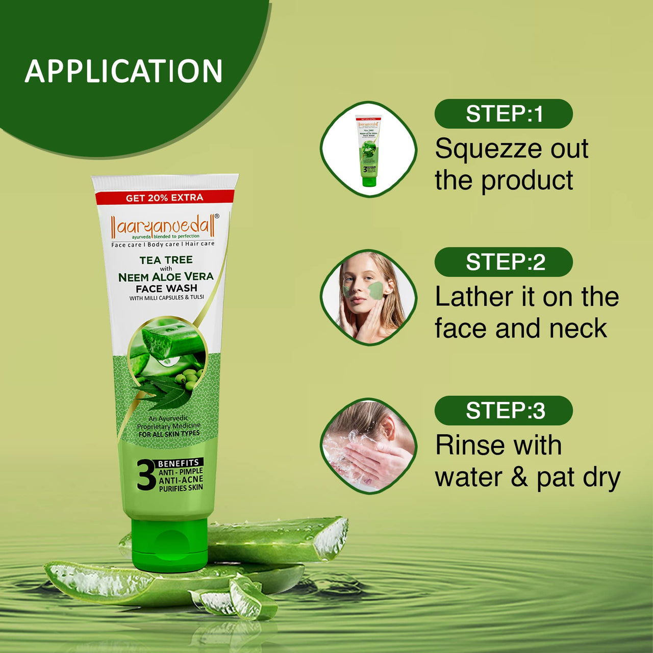 Aryanveda Tea Tree Face Wash With Neem & Aloe Vera Extracts, 120 Gm (Pack Of 2) (Tea Tree Face Wash + Tanend Tan Removal Face Wash)