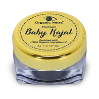 Organic Netra Baby Kajal Water Resistant, Smudgeproof 4g and Organic Netra Sindoor/Kumkum Paste -8gm