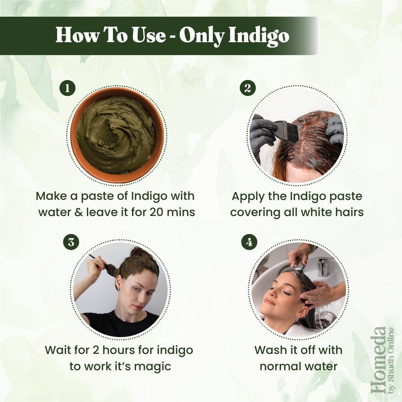 Shudh Online Indigo Powder Organic for Hair Black Colour (500 Grams), Natural Avuri Leaf Powder, Neela Amari, Neel Patti, Neela, Neelamari, Neelayamari, Indico. for face
