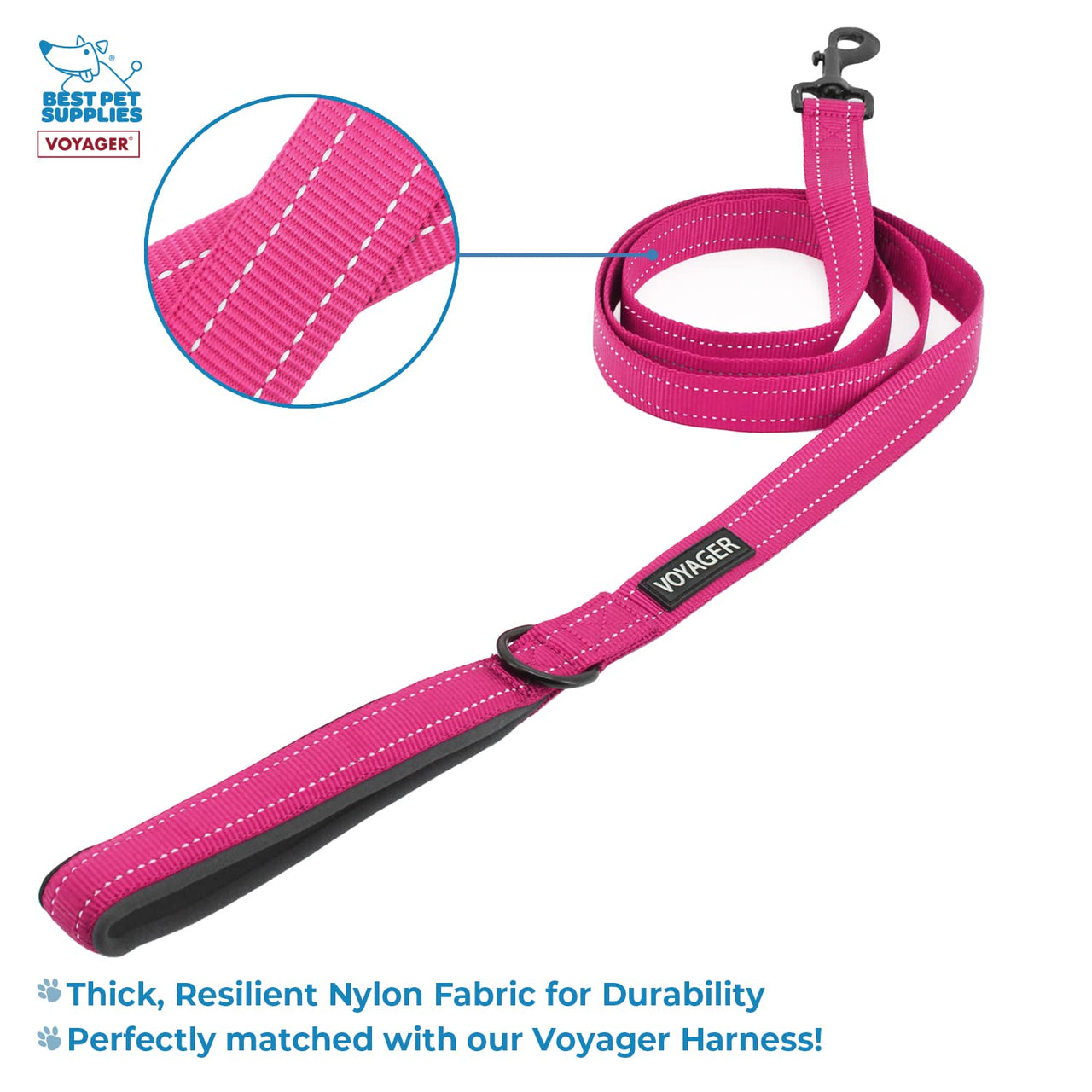 Voyager Step-in Air All Weather Mesh Harness and Reflective Dog 5 ft Leash Combo with Neoprene Handle, for Small, Medium and Large Breed Puppies by Best Pet Supplies - Fuchsia (2-Tone), XS