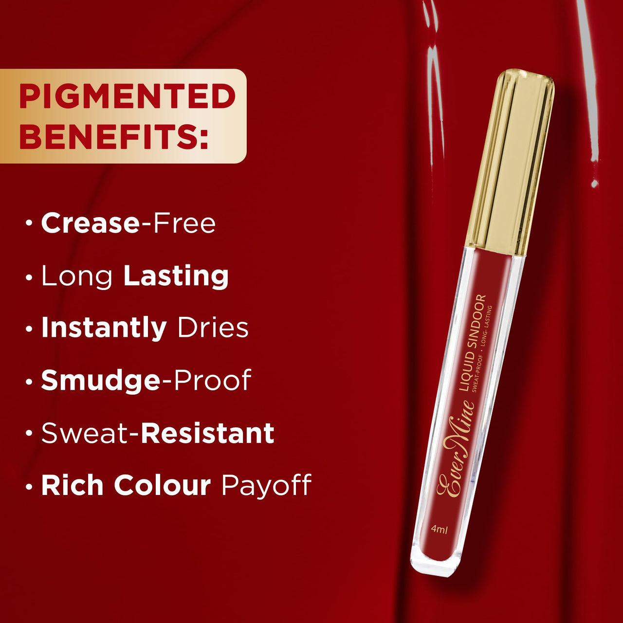 Hilary Rhoda Ever Mine Liquid Sindoor | Long Lasting | Smudge-Proof & Sweat-Resistant | Crease-Free Sindoor | Quick Drying Formula | Highly-Pigmented | 4ml (My Maroon)