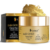 Karrot Natural Skincare 24K Gold Face Pack for Bright and Glowing Skin, Hydrates and Replenishes Cell Growth, Contains Avocado Oil, Sandalwood, Honey, For Women and Men, All Skin Types, 100gms