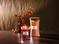 WoodWick Medium Hourglass Candle, Cinnamon Chai - Premium Soy Blend Wax, Pluswick Innovation Wood Wick, Made in USA