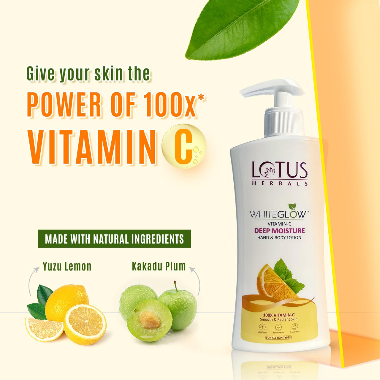 Lotus Herbals Vitamin C Deep Moisture Hand & Body Lotion, Moisturizer for Dry Skin, Moisturizer for Women & Men, 400ml + 400ml - BUY 1 GET 1 FREE