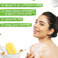 Mamaearth Ubtan Moisturizing Lotion Soap 125 g (Pack of 4) | Removes Tan | Benefits of Lotion in a Soap | Gently Exfoliates & Deeply Cleanses | Nourishes Dry Skin | Non Drying | Grade 1 Soap