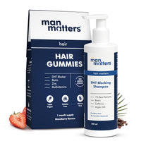 Man Matters Anti Hair Fall Shampoo and Biotin Hair Gummies | Strengthens and Smoothen your hair | Pack of 200ml Shampoo and 30 Gummies