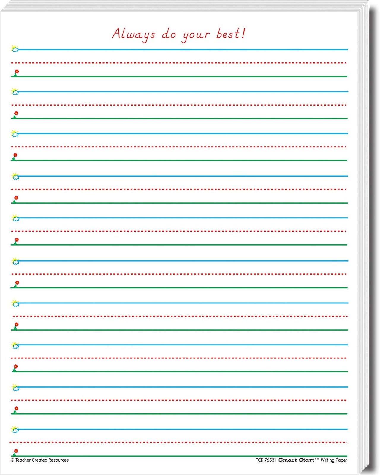 Teacher Created Resources Smart Start 1-2 Writing Paper: 100 Sheets, TCR76531, White Grades 1-2 Writing Paper