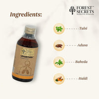 Forest Secrets Ayurtuss Cough Syrup- 200ml, Non-Drowsy Ayurvedic Cough Reliever, Fast Relief from Cough, Sore Throat & Cold (Ayurtuss- Adult (Pack of 1))