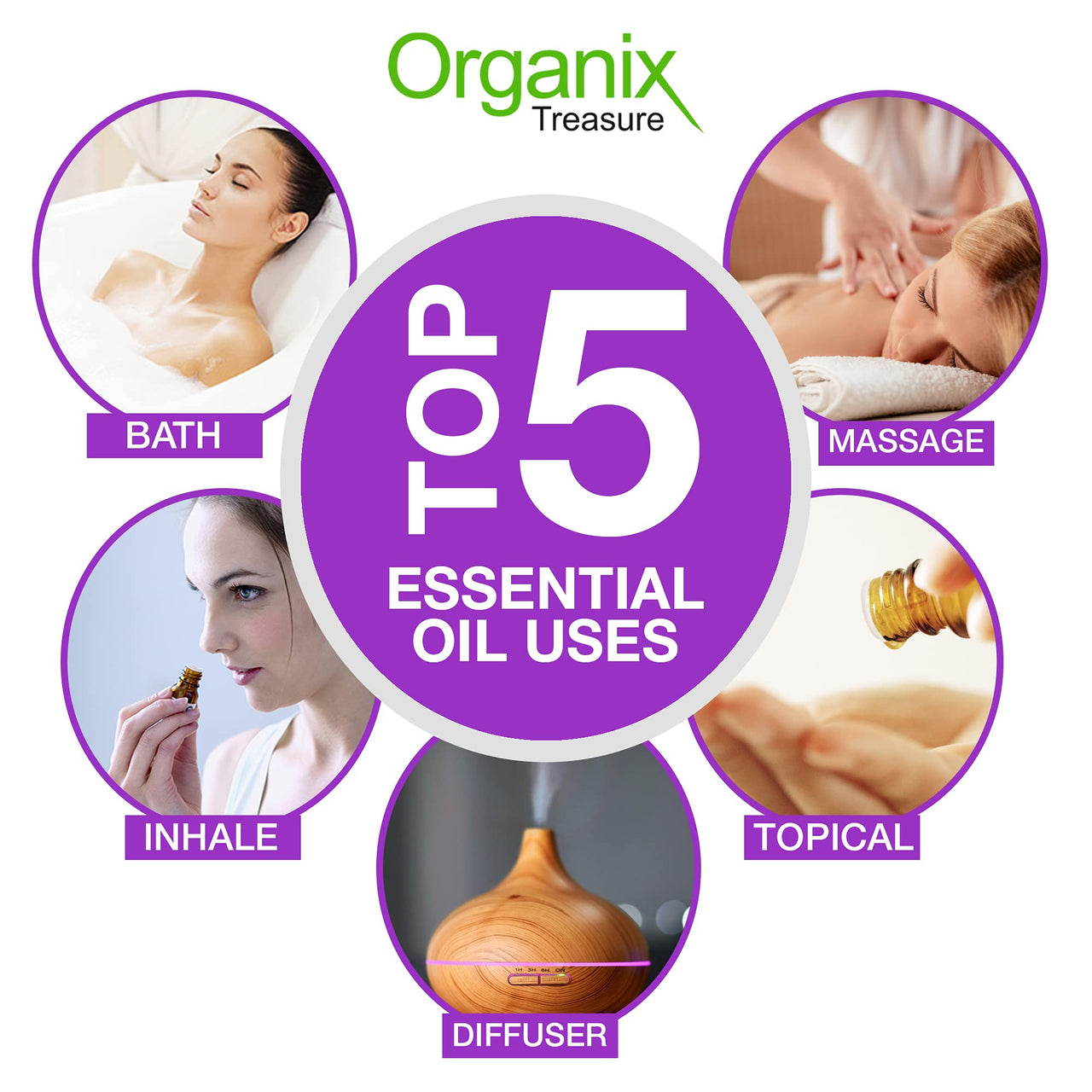 Organix Treasure Lavender Essential Oil for Relaxation, Sleep, Tension Relief, Hair Growth, Skin Care, Fragrance, (15ml)