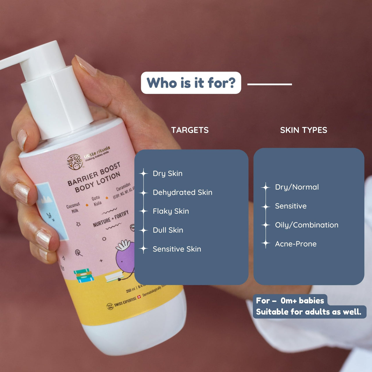 Little Rituals Barrier Boost Baby Body Lotion | Ceramide, Coconut Milk, Gotu Kola | Natural, Organic, Dermat Tested, Swiss Technology | Made Safe | Moisturizing & Nourishing | 250 ml