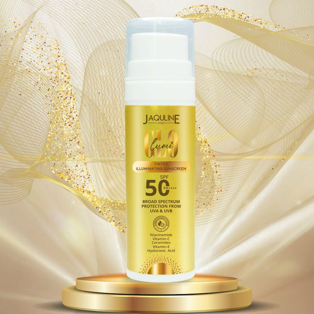 Jaquline USA Lumi Glo Tinted Illuminating Sunscreen SPF-50 & PA++++ | Dermatologically Tested | Benzophenone Free | 30ml