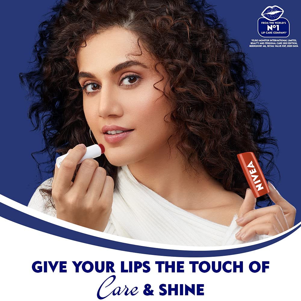 NIVEA Lip Balm, Fruity Strawberry Shine, 4.8g and NIVEA Lip Balm, Pomegranate Shine, 4.8g