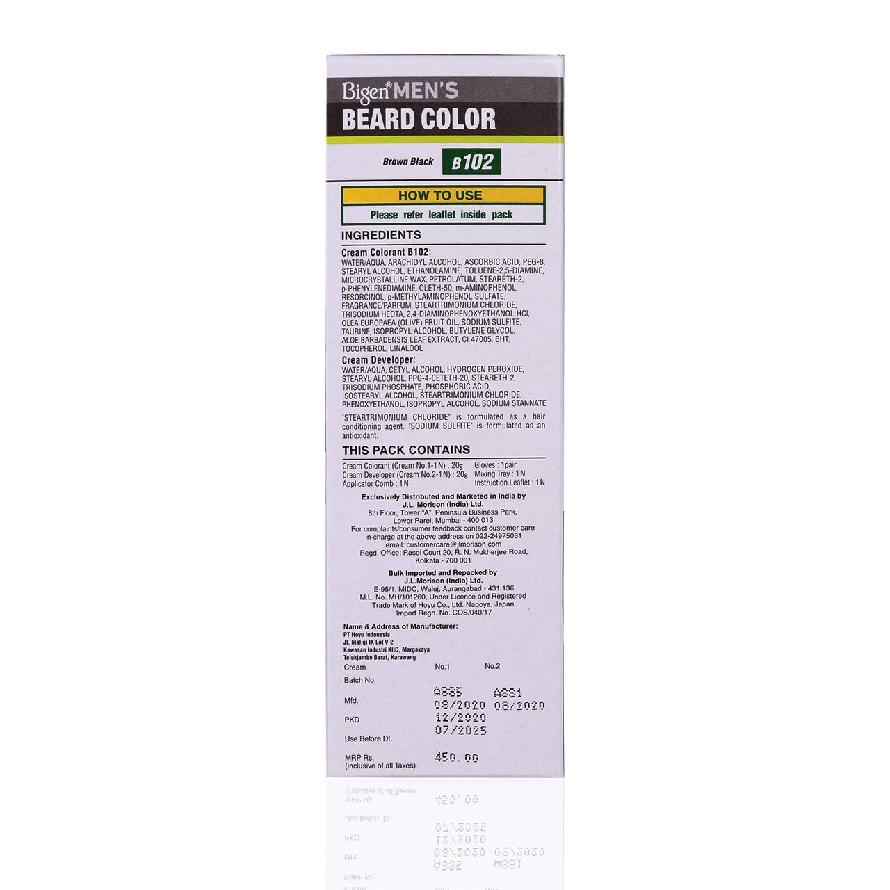 Bigen Men's  Beard Color, 40g - Brownish Black B102 (Pack of 1)