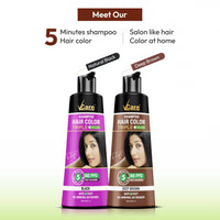 VCare Hair Colour Shampoo for Men and Women, 180ml, Deep Brown | No Ammonia | Long Lasting Hair Color | 100% Grey Coverage | Easy To Use Hair Colour At Home