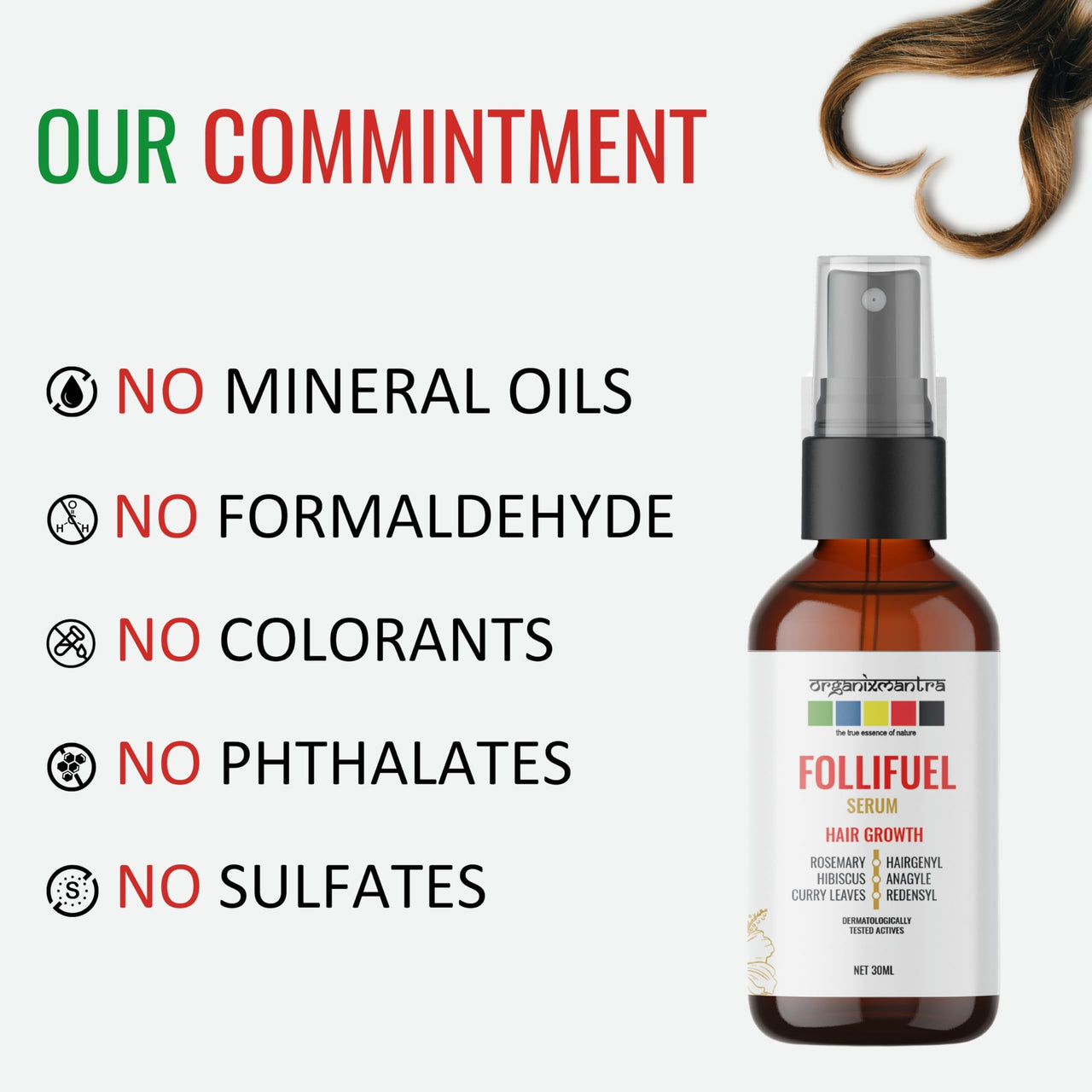 Organix Mantra FolliFuel Hair Growth Serum with Anageline, Hairgenyl, Redensyl, Rosemary, Hibiscus & Curry Leaves | Promotes Hair Growth, Strengthens Roots, Nourishes Scalp - 30ML