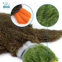 Best Pet Supplies 2-in-1 Stuffless Squeaky Dog Toys with Soft, Durable Fabric for Small, Medium, and Large Pets, No Stuffing for Indoor Play, Holds a Plastic Bottle - 4 Figures, Medium Multicolor/Wild Duck,Hare,Squirrel,Alligator