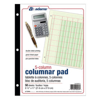 Adams Columnar Analysis Pad, 5 Column Ledger, 8.5