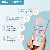 Glamveda Rice & Ceramide Peel-Off Mask | Hydrating & Barrier-Strengthening | Brightens, Evens Tone & Reduces Signs of Aging |All Skin Types | 60g Pack of 1