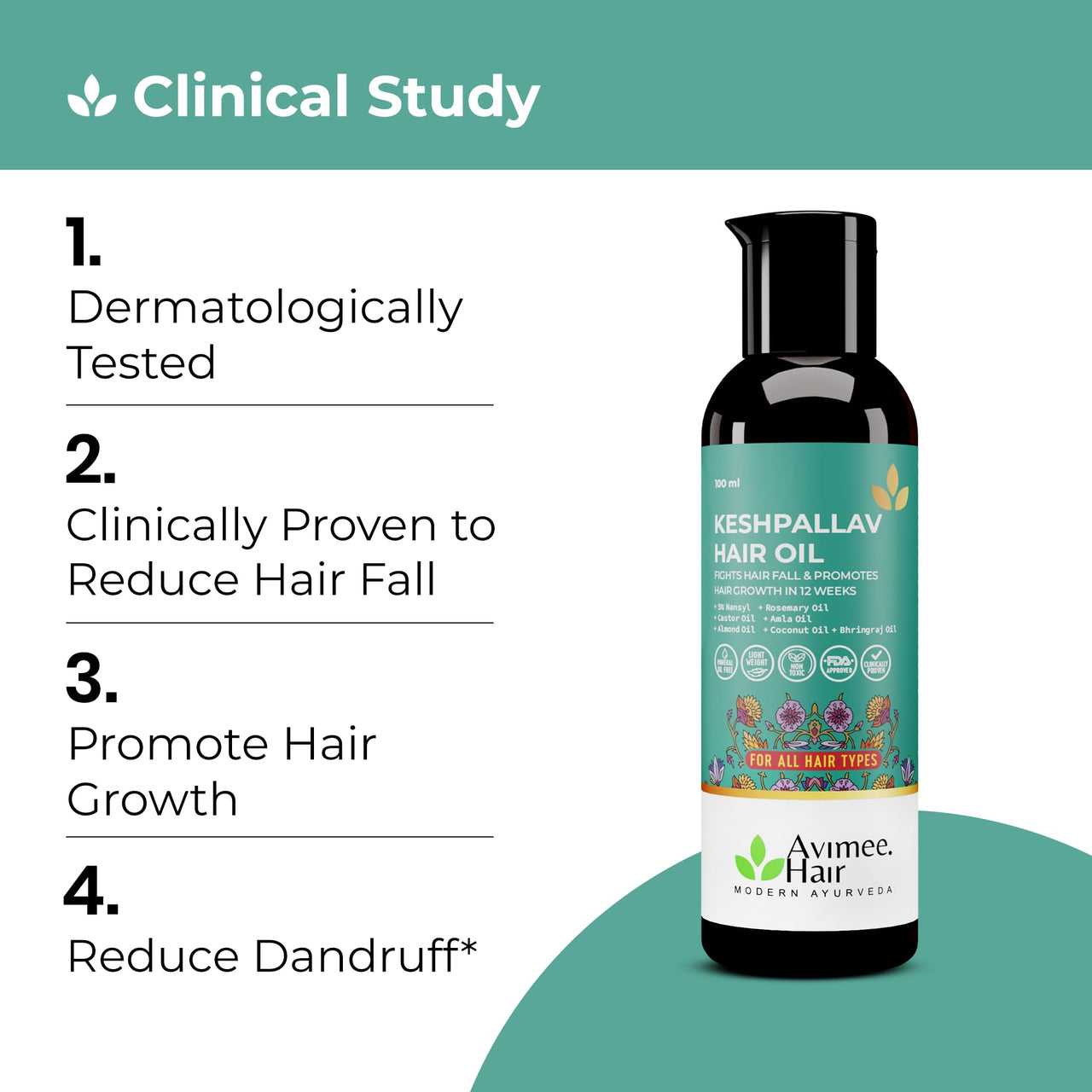 Avimee Herbal Keshpallav Hair Oil For Men & Women | Promotes Hair Growth & Reduces Hair Fall | With Rosemary, Castor, Amla, Coconut and Bhringraj Oil | Mineral Oil Free (Pack of 3)