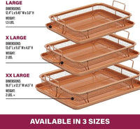 Gotham Steel Air Fryer Tray, 2 Piece Nonstick Copper Crisper Air Fry Basket For Convection Oven, Also Great For Baking & Crispy Foods, Dishwasher Safe – Large, 12.5” x 9” 12” x 9”