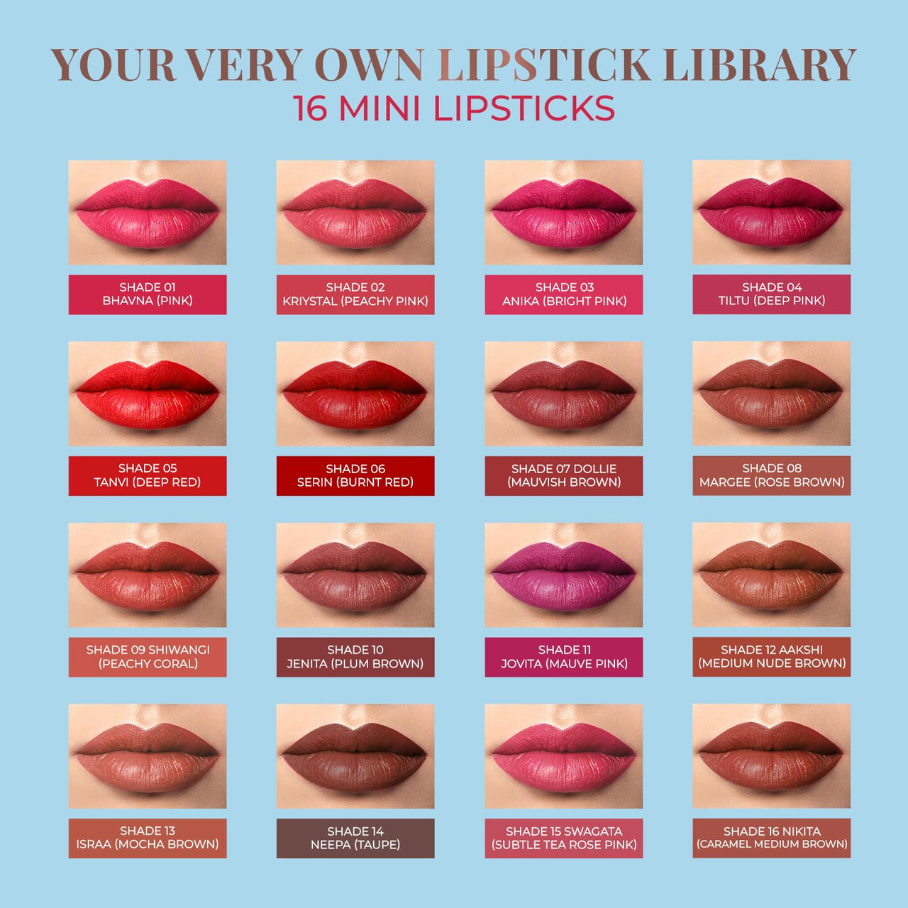Just Herbs Ayurvedic Creamy Matte Micro Mini Lipstick Kit Lip Hydrating & Moisturizing, Lipsticks for Women Suitable All Indian Tones (Pack of 32)