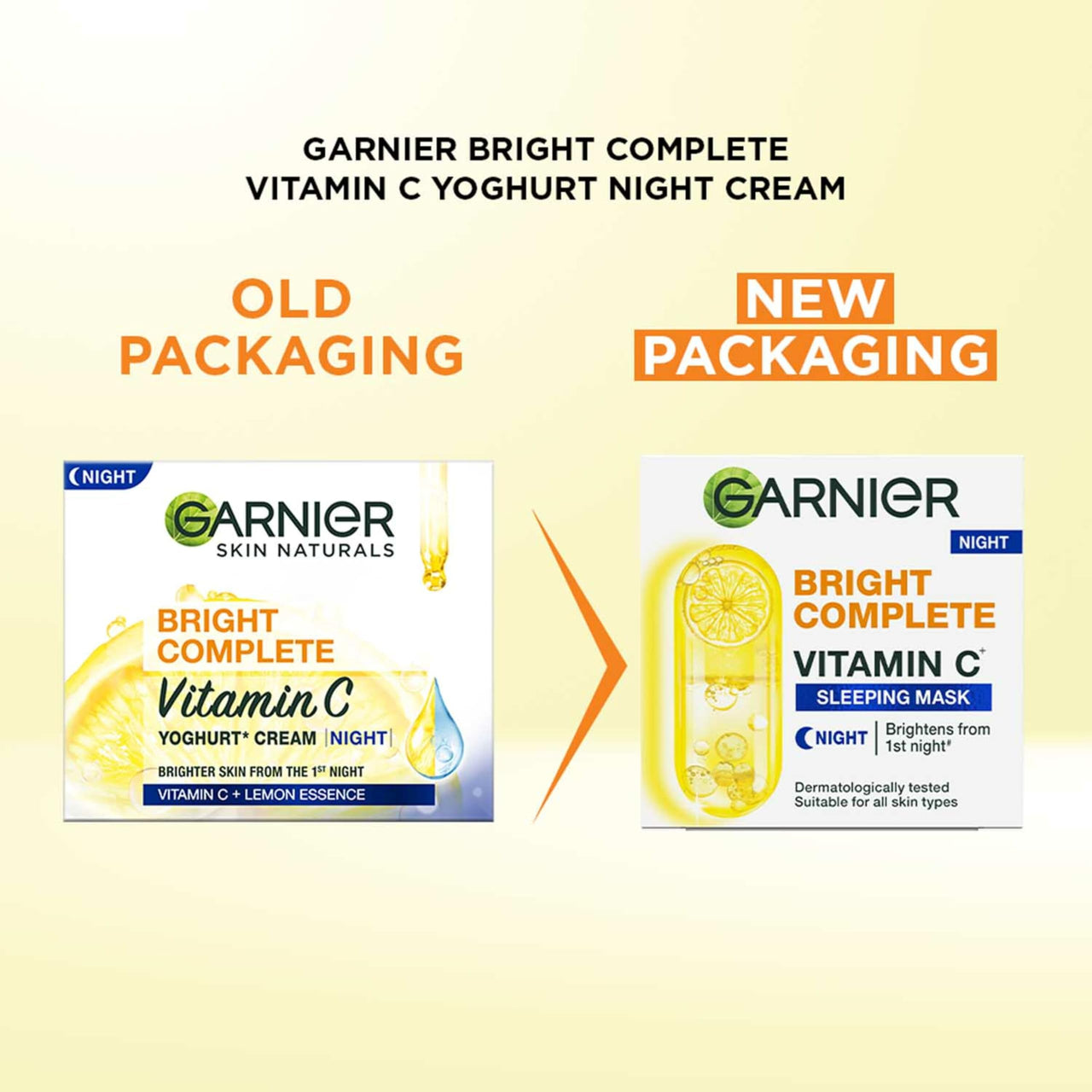 Garnier Skin Naturals, Night Cream, Anti-Dark Spots & Brightening, Bright Complete Vitamin C Yoghurt, 18 g