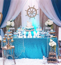 B-COOL Rectangle Sequin Tablecloth Aqua Blue Table Cloths Seamless Tablecloth 60x102 Inch for Wedding Mermaid Theme Party Banquet Blue Aqua