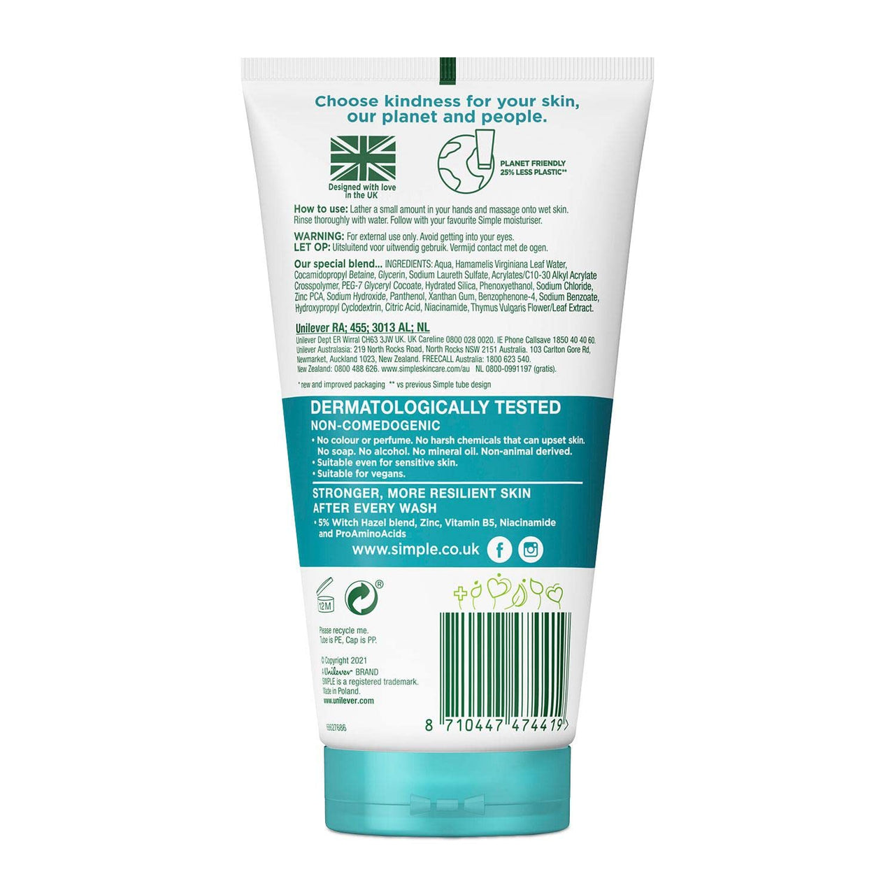 Simple Daily Skin Detox Purifying Gel Facial Wash, 150 ml & Simple Kind To Skin Refreshing Facial Wash 150 Ml