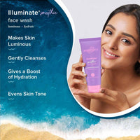 Aqualogica illuminate+ Smoothie Face Wash with Wild Berries & Alpha Arbutin for Gently Exfoliates & Hydrates Skin | For Glowing, Combination & Dry Skin -100ml