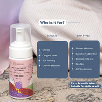 Little Rituals Multi-Nutrient Foaming Face Wash for Babies & Kids | Indian Rose & Kashmiri Saffron | Bio Flavonoids | Cleanse + Hydrate | pH Balanced, Tear-Free | MADE SAFE | 0M+ | 100 ml