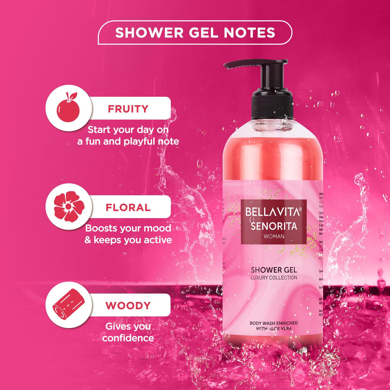 Bella Vita Luxury CEO MAN Body Wash Refreshing Shower Gel for Deep Cleansing, Hydrating & Moisturising Skin with Aloe Vera and Charcoal Powder 500 ML