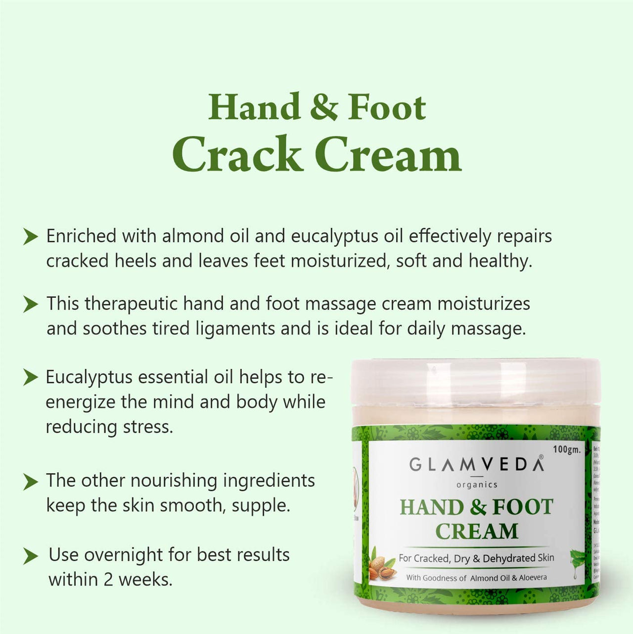 Glamveda Hand & foot crack cream 100 GM For Dry, Rough & Crack Heels & Elbow Ayurvedic Crack Cream, Paraben Free (2)