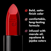 e.l.f. O Face Satin Lipstick, Richly Pigmented, Nourishing & Long-Lasting Creamy Lipstick, Infused With Jojoba, Vegan & Cruelty-Free, Effortless