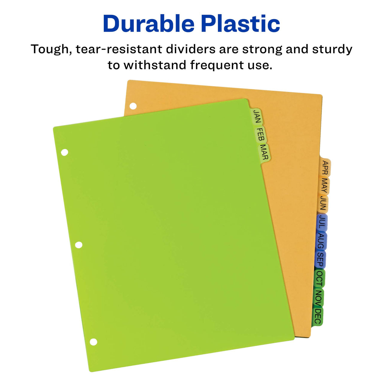 Avery Pre-Printed Jan-Dec Plastic Dividers for 3 Ring Binders, 12-Tab Set, Multicolor, 1 Set (11331)