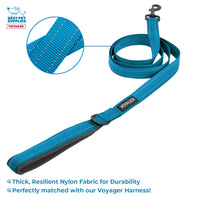 Voyager Step-in Air All Weather Mesh Harness and Reflective Dog 5 ft Leash Combo with Neoprene Handle, for Small, Medium and Large Breed Puppies by Best Pet Supplies - Black/Blue Trim, Large Harness Leash Bundle (Blue Trim) L (Chest: 18 - 20.5
