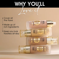 Beauty Berry High Coverage Waterproof Base Foundation | Oil Free, Long Wearing & Lightweight Foundation | Full Coverage Foundation for Face Makeup Enriched with Jojoba Seed Oil (05 - Classic Ivory, 55g)