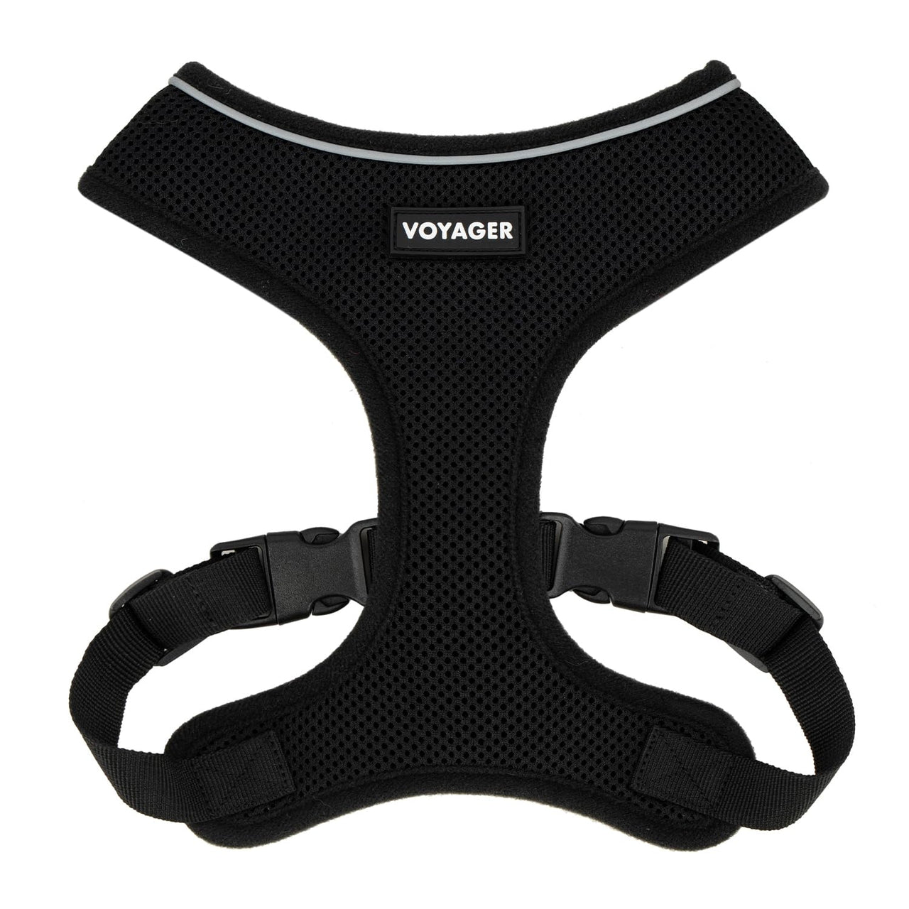 Aerolite No Pull Mesh Dog Harness with Lightweight, Soft, Breathable Chest Coverage, Reflective Stitching, and Adjustable Straps for Walking, Running, Training, Heavy Duty and Durable - Black, L