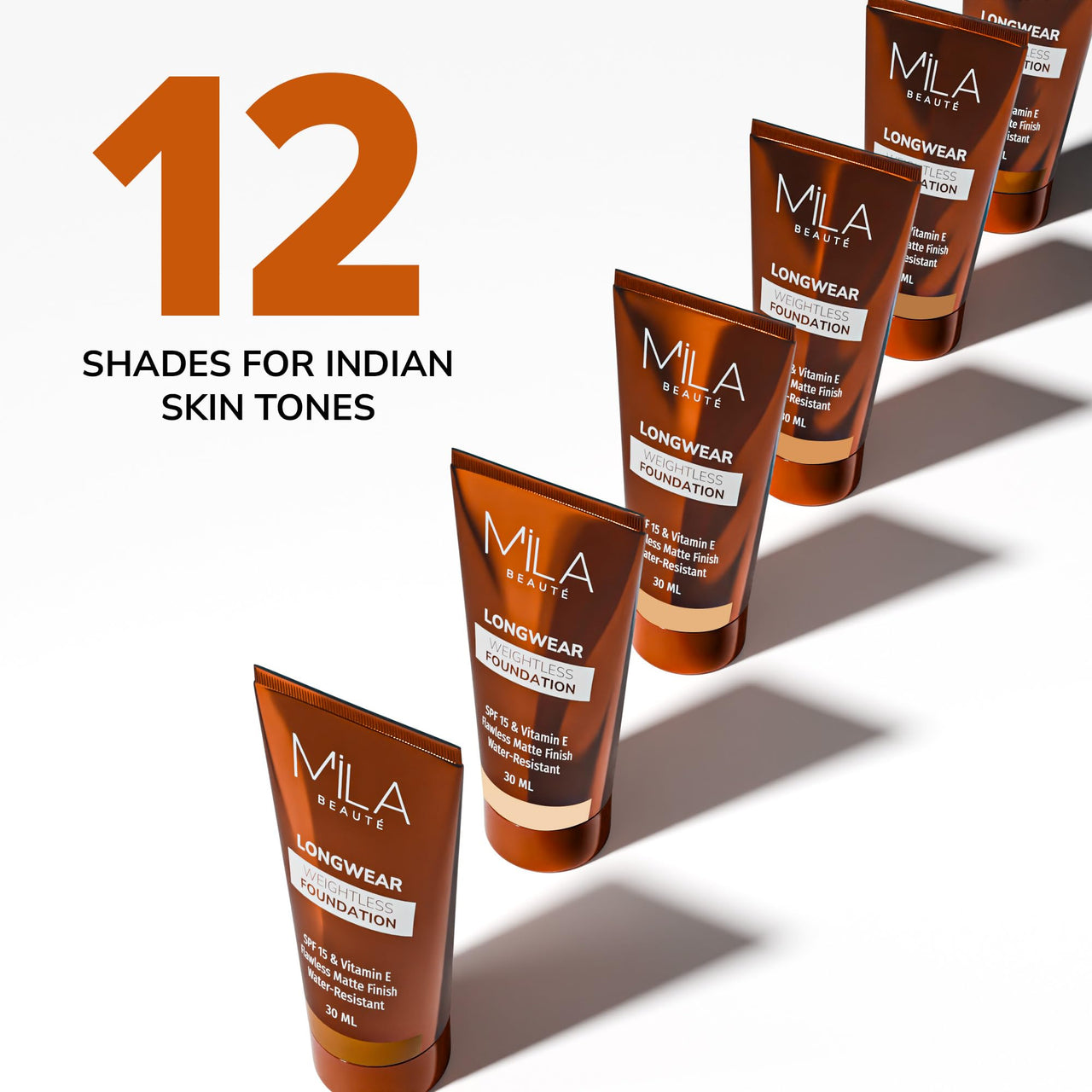 Mila Beauté Longwear Weightless Foundation | Matt Finish With SPF 15 and Vitamin E | Water Resistant Buildable Formula & Super Light | Liquid Foundation | Shade - (202 Pure Natural, 30ml)