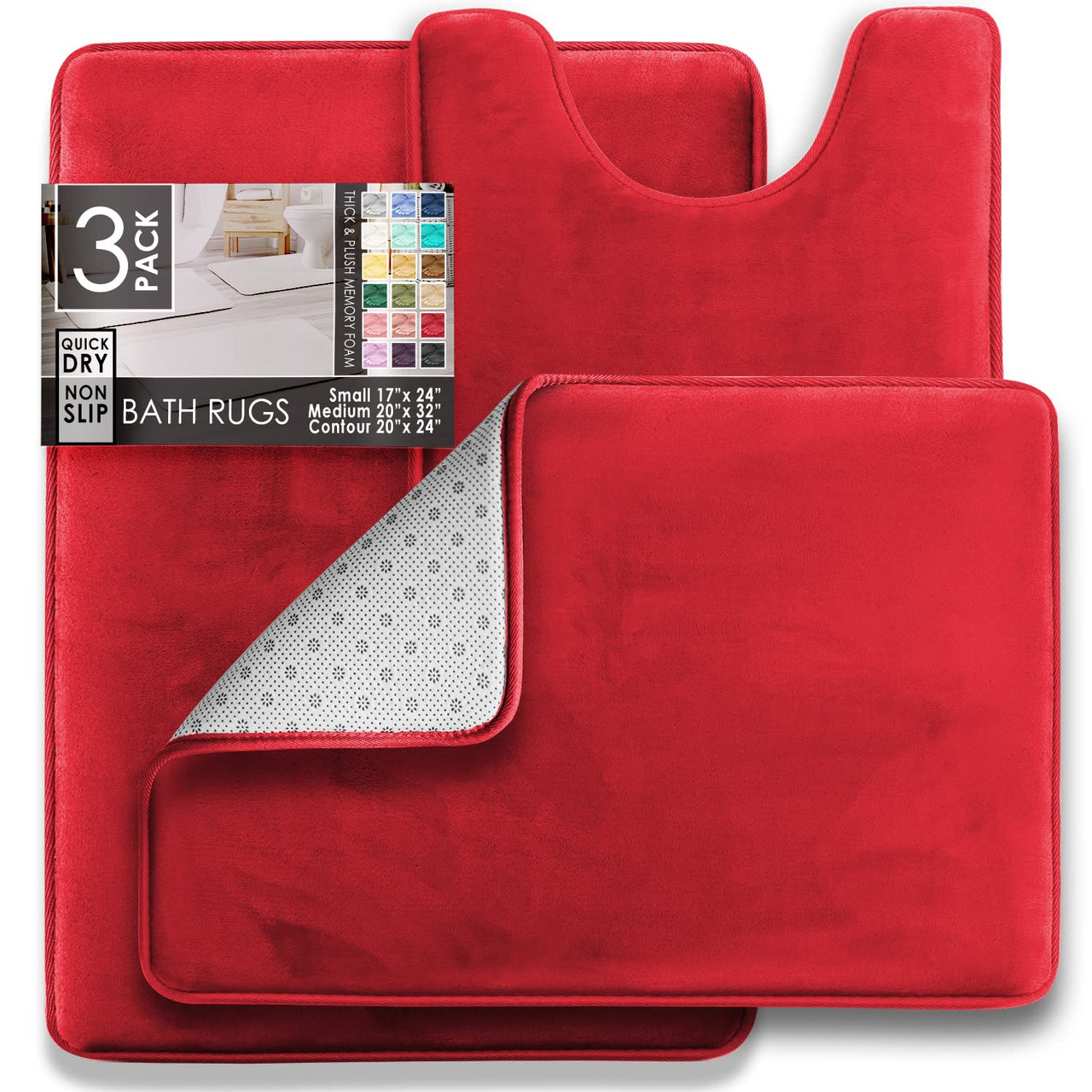Clara Clark 2 Piece Bathroom Rugs Bath Mat Set, Velvet Memory Foam Bath Mats for Bathroom - Non-Slip, PVC Backing Bath Rugs, Washable Bathroom Rug Mats - Dries Quickly, Bathroom Rug Set - Burgundy Solid 2 Piece Set Burgundy Red
